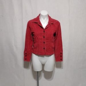 Vintage Live A Little 80s Red Corduroy Cropped Retro Jacket Petite Classic Chic